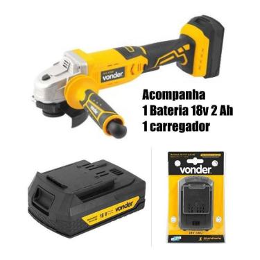 Imagem de Esmerilhadeira 4.1/2 Iev 1808 Vonder Com 1 Bateria 2.0Ah 18V