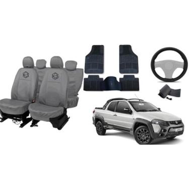 Imagem de Conjunto capa couro Strada + volante + tapete luxo - aero print