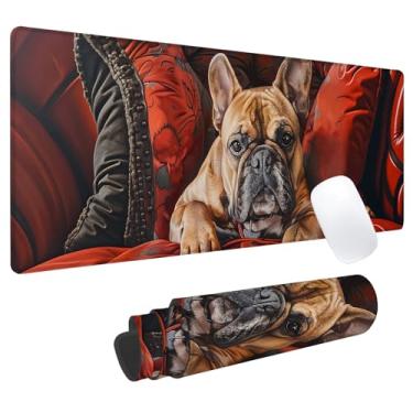 Imagem de Tapete de mouse para jogos buldogue francês, tapete de mesa de escritório, base de borracha antiderrapante, tapetes de mouse estéticos legais para computador, laptop, teclado, escola, casa, mesa