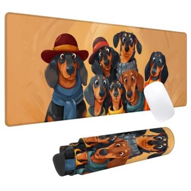 Imagem de Dachshund Tapete de mouse para jogos de cachorro, tapete de mesa de escritório, base de borracha antiderrapante, tapetes de mouse estéticos legais para computador, laptop, teclado, escola, casa, mesa