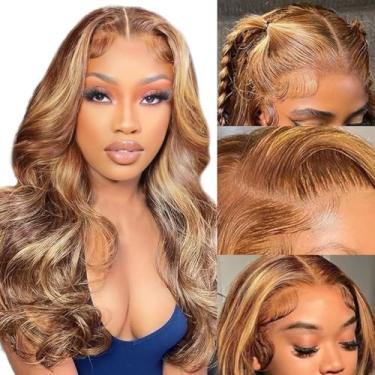 Imagem de Peruca Lace Front Ondulada, Loiro Mel com Mechas, Cabelo Humano, 60 cm Nacional Brasileiro