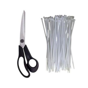 Imagem de Tesoura Em Aço Inox Com Fita Plástica Fixador E Organizador - ORIGINAL