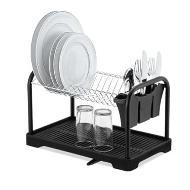 Imagem de Escorredor De Louça Pratos Talheres Copos Grande Aço Cozinha Duplo Com Bica