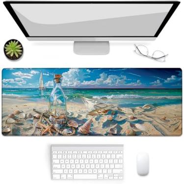 Imagem de VANZEV Tapete de mouse para jogos com tema de praia, tapete de mouse, tapete de mesa, base de borracha antiderrapante para computadores, laptop, escritório, escola, acessórios de casa, presentes de