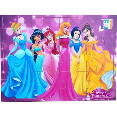 Imagem de Quebra-Cabeça Infantil Princesas 13 Peças Tabuleiro em MDF