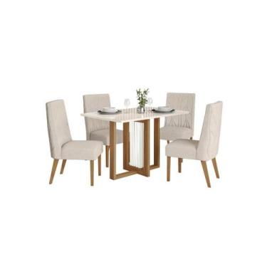Imagem de Mesa Jantar Natali 120 4 Cadeiras Eloá Linho - Henn