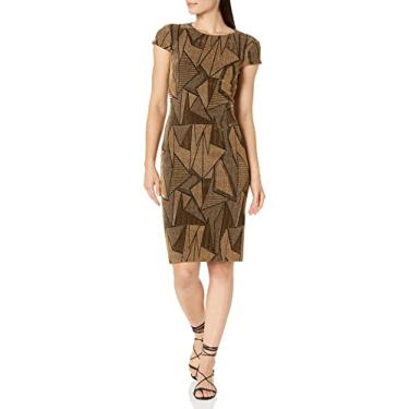 Imagem de Vince Camuto Vestido feminino formal elástico metálico, Preto, dourado, 9