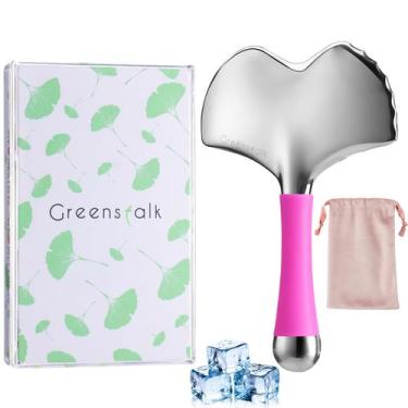 Imagem de Ferramenta facial Greenstalk em aço inoxidável Gua Sha com massageador