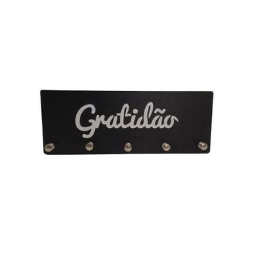 Imagem de Porta Chaves Família /Fé/ Gratidão /Amor /Love /Home em MDF 6mm Preto-