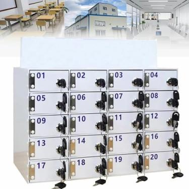 Imagem de LGEOELIAS 12/15/20/25/30/40/50/60/80/100 compartimentos para celular, armário de armazenamento de acrílico para celular, cofre para celular com cadeado, caixa de armazenamento para celular