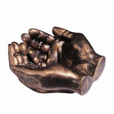 Imagem de Cinzeiro de mesa criatividade cinzeiros de mesa de resina para o interior da casa bonito divertido de moda para fumar para uso doméstico escritório ornamentos (tamanho: Gold)