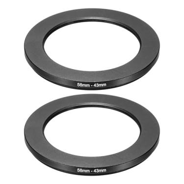 Imagem de PATIKIL Adaptador de anel descendente de 58 mm a 43 mm, 2 peças de anéis de filtro para lente de câmera filtros de anel de metal digital para lentes ND IR DSLR, preto