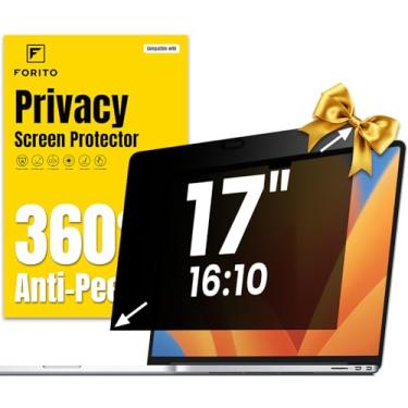 Imagem de F FORITO Protetor de tela de privacidade para laptop de 17 polegadas, 16:10, 360°, antiespiar, antirreflexo, proteção para laptop, reduz a tensão ocular e a proteção ocular