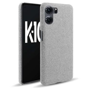 Imagem de Capa para OPPO K10 5G,Capa desenhada em lona,Case Protetora Ultrafina com Empunhadura Macia,Design em Tecido Antichoque e Antiarranhões-Light gray