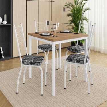 Imagem de Conjunto de Mesa para Cozinha com 4 Cadeiras Branco/Mosaico Silver/Demolição