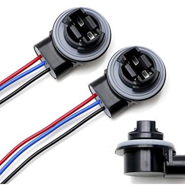 Imagem de iJDMTOY Par 3156 3157 adaptador fêmea de chicote de fios compatível com lâmpadas LED/Incnsendtable para seta, direção DRL ou freio/luzes traseiras