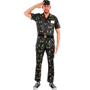 Imagem de Fantasia de Soldado Militar Exército de Luxo Com Quepe Adulto Masculino GG 50-52