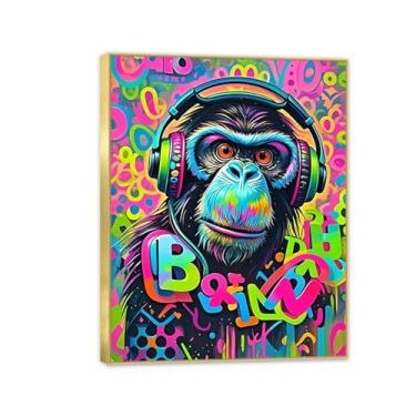 Imagem de Macaco gorila animal pintura inspiradora imagens pôsteres impressões arte legal macaco abstrato impressão em tela banksy arte de parede para sala de estar escritório decoração de parede 90 x 70 cm