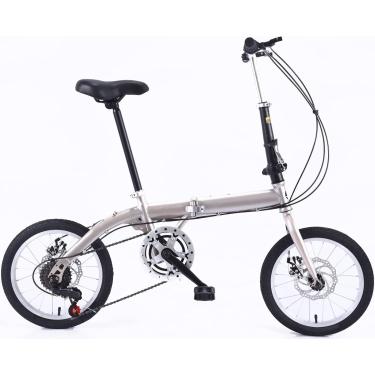 Imagem de Bicicleta Dobrável De 14/16 Polegadas Estrutura De Aço Carbono Frontal E Traseira Bicicleta Adulta De Velocidade Variável Bicicleta Dobrável Para Estudantes Super Leve, C, 16inch