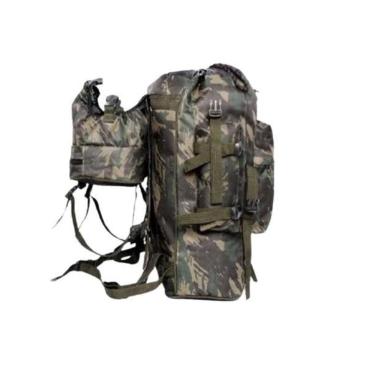 Imagem de Mochila Impermeável Camping Viagem Reforçada Verde Camuflada