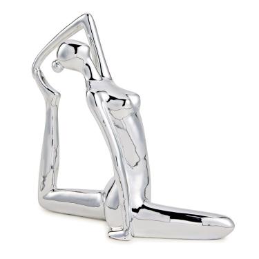 Imagem de Escultura de Yoga em Porcelana 18,5x19,5x6,5 Prata Gran Belo