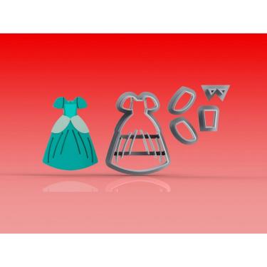 Imagem de Cortador Vestido Princesa Cinderela Modular Tamanho 4Cm