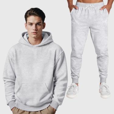 Imagem de Conjunto Blusa Moletom Canguru + Calça Masculina Lisa - Samcro Vestuár