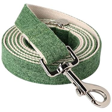Imagem de DOGWONG Coleira de algodão e cânhamo para cães – Coleira para animais de estimação de tecido natural macio durável verde resistente – Colar fofo de casamento para cães pequenos, médios e grandes