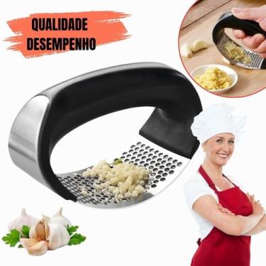 Imagem de Triturador Alho Fácil Em Inox Espremedor Amassador Cozinha - QUALITHOM