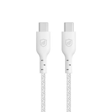 Imagem de Gshield Cabo Premium Ultra Safe 65W Carregamento Rápido e Eficiente 3A Revestido Nylon Trançado Reforçado com Presilha de Silicone 1,5M "6 anos de Garantia" (Tipo C/Tipo C, Branco)