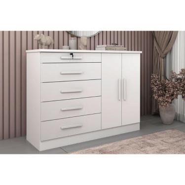 Imagem de Cômoda de Quarto Istambul c/ 2 Portas e 5 Gavetas Neve - Tcil Móveis
