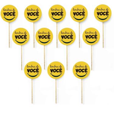 Imagem de Kit 12 Picks Decorativos Arranjo de Flores Madeira Lembrete
