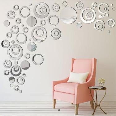 Imagem de Adesivo de parede espelhado Yerliker, acrílico removível, 96 unidades,