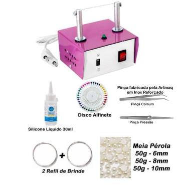 Imagem de Máquina Cortar Fita Fuxico + Pinças + Pérolas - Kit Maneiro - Artmaq