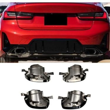 Imagem de Kit de corpo silenciador de aço inoxidável para garganta traseira de carro para 3 séries G20 a M340i 2023+ acessórios de carro para forro de garganta traseira (prata)