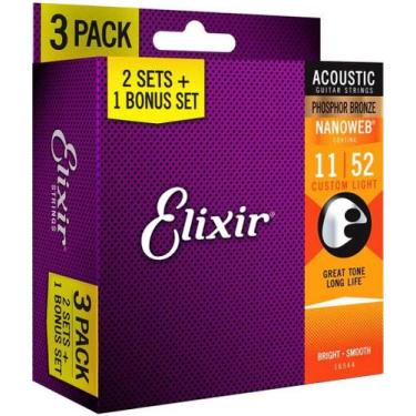 Imagem de Encordoamento Elixir .011 Custom Light Phosphor Bronze Nanoweb para Vi