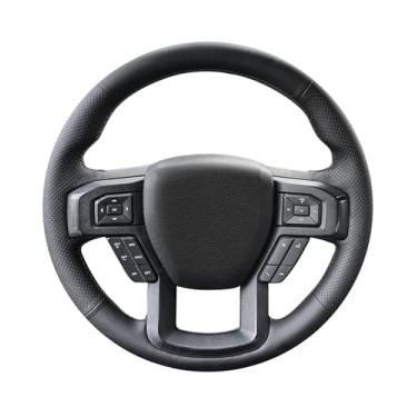 Imagem de Belinous Capa de volante de couro com cadarço, costurada à mão no envoltório, envoltório de direção compatível com Ford F-150 F250 King Ranch/Lariat/XL/XLT/Limited/Platinum/Police Responder 2015-2020