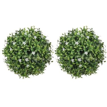 Imagem de Bola De Topiária De Planta Artificial,Bolas de Planta Falsa de Buxo - 2 Peças Resistente Aos Raios UV Penduráveis Ornamentos De Decoração Para Jardim, Terraço, Varanda E Pátio
