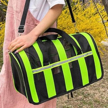 Imagem de Bolsa Mala Transporte Pet Cachorro Gato Viagem Avião(Verde,P - 37 x 23 x 22 cm)