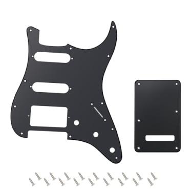 Imagem de Banworks 1Ply Strat HSS Pickguard 11 furos SSH Pickguard Placa de risco com placa traseira Conjunto de capa Tremolo Tremolo de 6 furos para USA/Mexican Modern Style Standard Stratocaster ST JT/HB-09