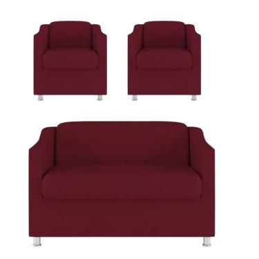 Imagem de Namoradeira + 2 Polt. Bia P/ Sala de Estar Consultório Clinica Hospital Recepção Suede