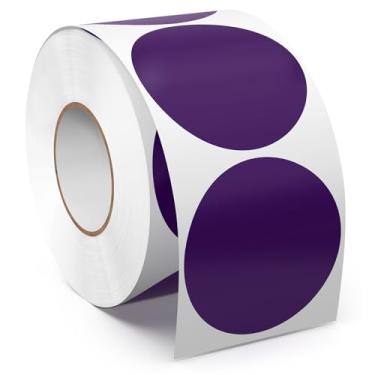 Imagem de Meitaat Rolo de adesivos de círculo roxo de 5 polegadas, 500 peças, etiquetas autoadesivas de vinil redondas com codificação de cores, à prova d'água, para venda de negócios, escola, escritório, casa