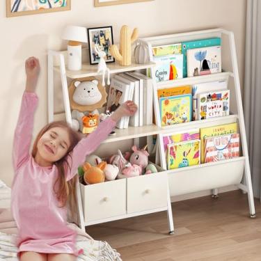 Imagem de Wisdom Star Estante infantil e armazenamento de brinquedos, prateleira de livros infantil Montessori com gaveta, estante infantil com 2 caixas de brinquedo, estante infantil infantil para berçário