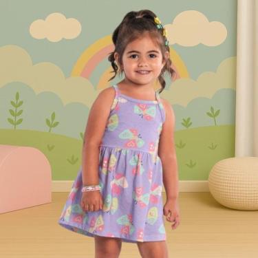 Imagem de Vestido Infantil Menina Verão Meia Malha Estampado Confortavel Moderno