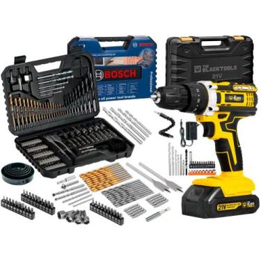 Imagem de Parafusadeira E Furadeira Impacto Tb-21pw 3/8 Cor Amarelo + Kit 103 Pe