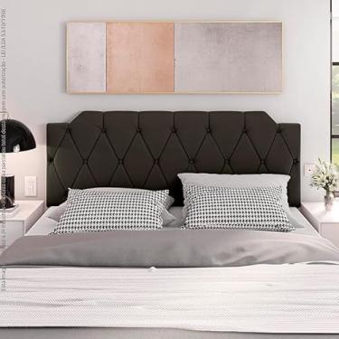 Imagem de Cabeceira kelly, marrom, 1,40 decorativo, cama box casal