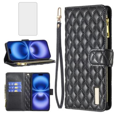 Imagem de Asuwish Capa de telefone para iPhone 16 Plus 6,7 polegadas com protetor de tela de vidro temperado e suporte de cartão de crédito flip de couro acessórios para celular i Phone16 16+ i16 + 16Plus