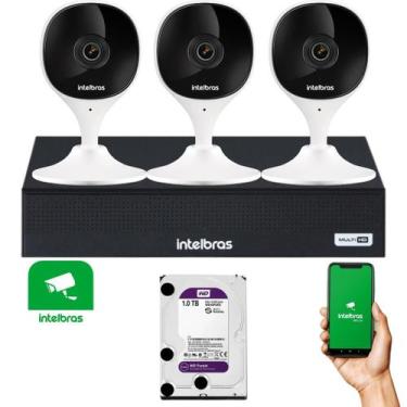 Imagem de Kit 3 Câmeras Intelbras Wi-Fi IMX C Full HD + DVR Intelbras 8 Canais +