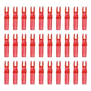 Imagem de PATIKIL Flechas para tiro com arco 6,2 mm, pacote com 30 peças de plástico para inserção de flecha de substituição para caça e tiro arco recurvo, vermelho transparente