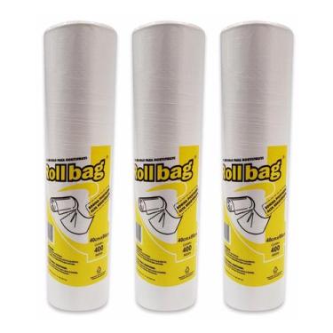 Imagem de Kit 3 bobinas sacos transparente picotada 40x60 c/400 sacos - Rollbag